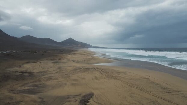 Aerial View of Playa de Cofete Canary Islands Spain.
