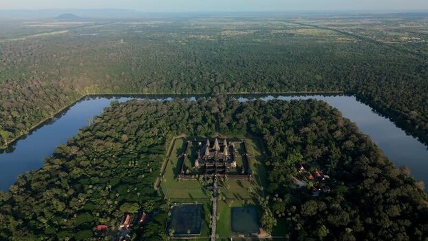 Aerial view of Angkor Wat temple complex in Cambodia. Aerial view of Angkor Wat temple complex in Cambodia.