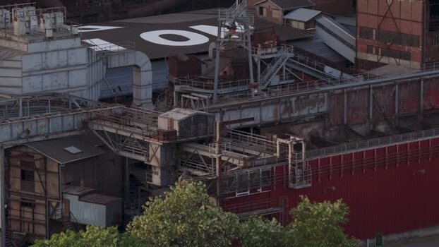 Aerial view of Volklingen Ironworks industrial complex Germany.