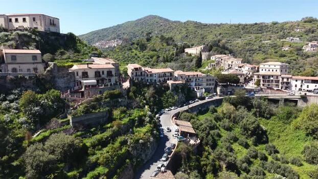 Aerial view of the historic hillside village of Savoca Italy. Aerial view of the historic hillside village of Savoca Italy.