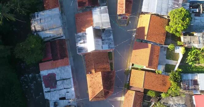 Aerial view of Cepe village rooftops Venezuela.