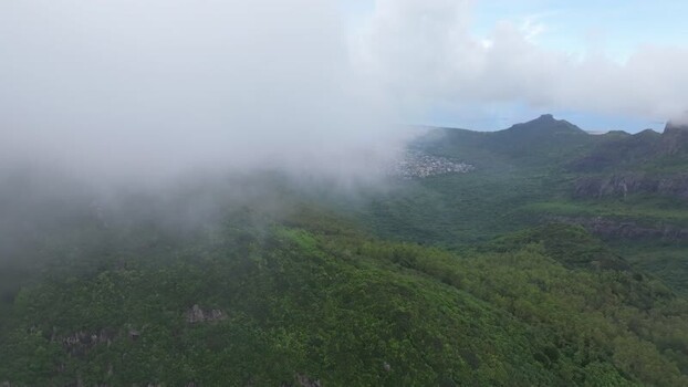 Aerial view of Trou Aux Cerfs Volcano in Mauritius.