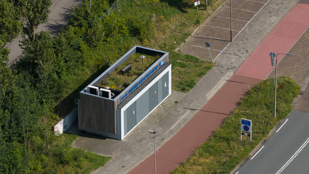 Velsen Noord Netherlands 20 June 2026 Aerial view of the Ferry Velsen Noord Electric Ferry emission free public transport. Velsen Noord Netherlands 20 June 2026 Aerial view of the Ferry Velsen Noord Electric Ferry emission free public transport.