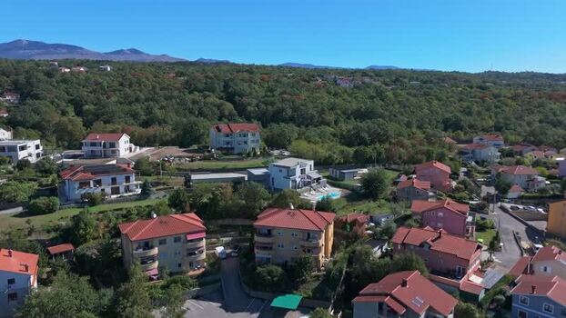 Aerial view of residential houses in Marcelji Croatia.