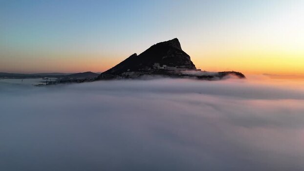 Aerial view of the Rock of Gibraltar Gibraltar.
