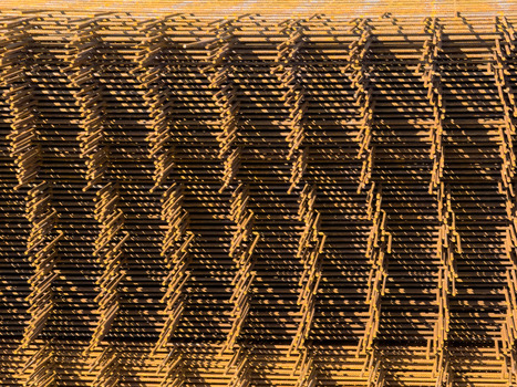 View of stacked steel rebar reinforcement bars used for construction in Avcilar Istanbul Turkiye.