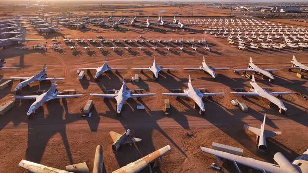 Aerial view of aircraft boneyard in Tucson United States. Aerial view of aircraft boneyard in Tucson United States.