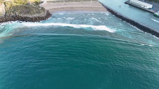 Aerial view of Antilla beach in Gipuzkoa Spain.
