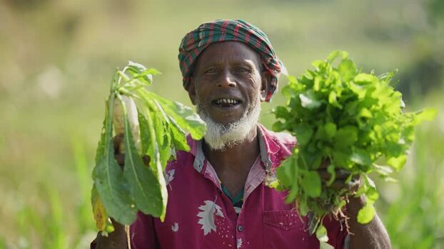 View of a farmer holding fresh vegetables in Bogura Bangladesh. View of a farmer holding fresh vegetables in Bogura Bangladesh.