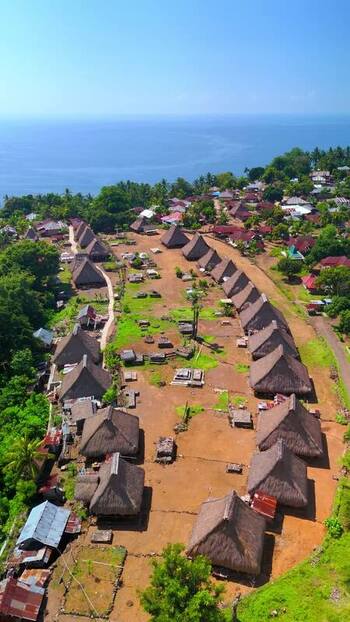 Aerial view of Kampung Adat Nggela traditional village Indonesia. Aerial view of Kampung Adat Nggela traditional village Indonesia.