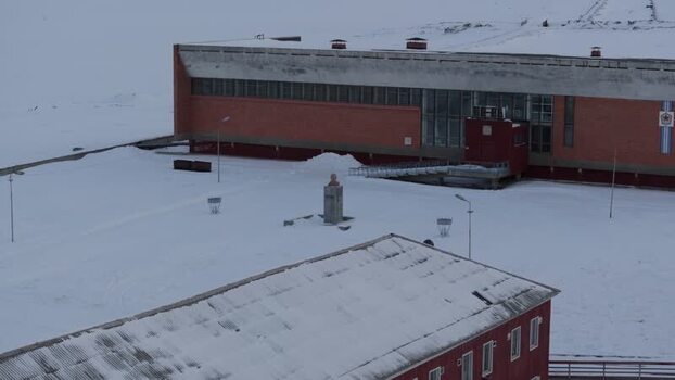 Aerial view of the historic ghost town of Pyramiden Svalbard and Jan Mayen.