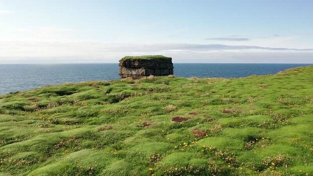 Aerial view of Dun Briste Sea Stack in County Mayo Ireland. Aerial view of Dun Briste Sea Stack in County Mayo Ireland.
