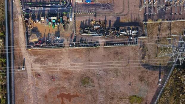 Aerial view of Bramford Substation United Kingdom. Aerial view of Bramford Substation United Kingdom.