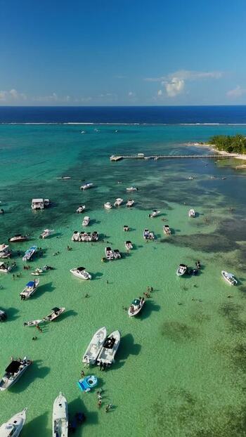 Aerial view of boats at Stingray City sandbar Cayman Islands. Aerial view of boats at Stingray City sandbar Cayman Islands.