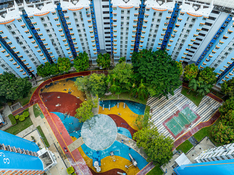 Aerial view of the Boon Keng residential complex featuring colorful playground surfaces lush green trees and modern high rise housing blocks in Singapore Bendemeer Road Singapore. Aerial view of the Boon Keng residential complex featuring colorful playground surfaces lush green trees and modern high rise housing blocks in Singapore Bendemeer Road Singapore.
