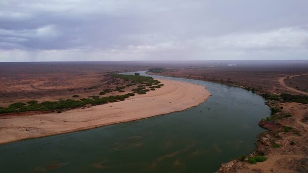 Aerial view of Galana River in Tsavo East Kenya.
