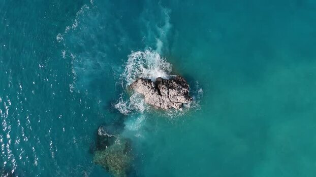 Aerial view of a rock in the sea Cyprus.