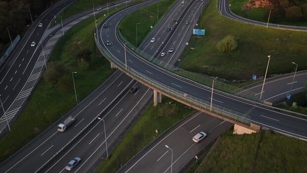 Aerial view of highway intersection Portugal.