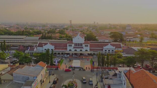 Aerial view of Stasiun Kejaksan in Cirebon Indonesia. Aerial view of Stasiun Kejaksan in Cirebon Indonesia.