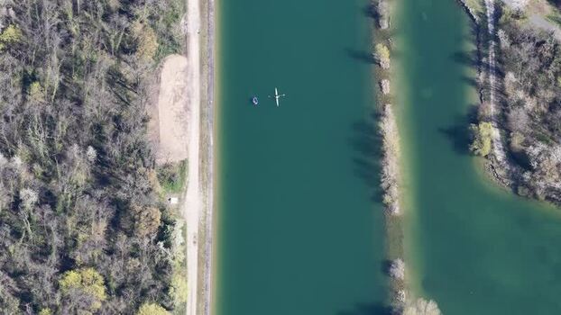 Aerial view of boats on water France.