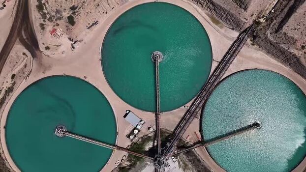 Aerial view of water treatment facility United States. Aerial view of water treatment facility United States.