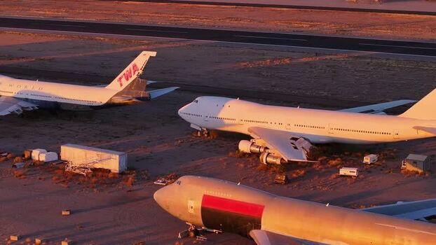 Aerial view of planes in desert United States. Aerial view of planes in desert United States.