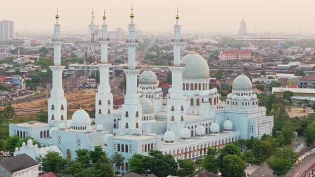 Aerial view of Sheikh Zayed Grand Mosque in Surakarta Indonesia. Aerial view of Sheikh Zayed Grand Mosque in Surakarta Indonesia.