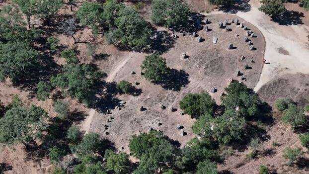Aerial view of Almendres Cromlech in the Alentejo region Portugal. Aerial view of Almendres Cromlech in the Alentejo region Portugal.