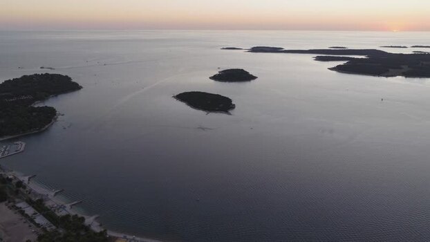 Aerial view of Brijuni National Park at sunset Croatia.