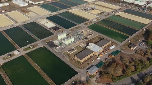 Aerial view of Ashford Common Water Treatment Works United Kingdom.