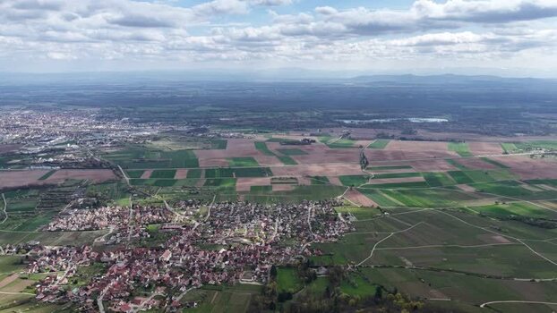Aerial view of Kintzheim village France.