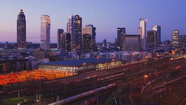 Aerial view of Hauptbahnhof and the skyline in Germany.