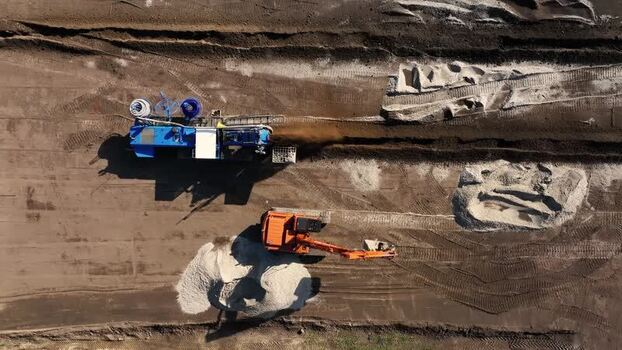 Aerial view of construction site in Enschede Netherlands.