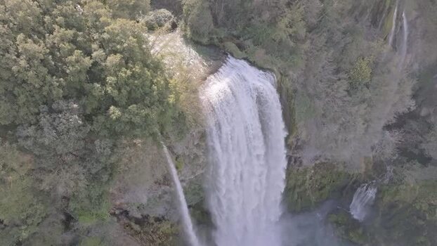 Aerial view of Marmore Falls Italy.