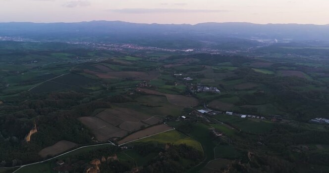 Aerial view of Balze del Valdarno clay formations and hills Italy. Aerial view of Balze del Valdarno clay formations and hills Italy.