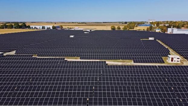 Aerial view of solar farm in Temerin Serbia.