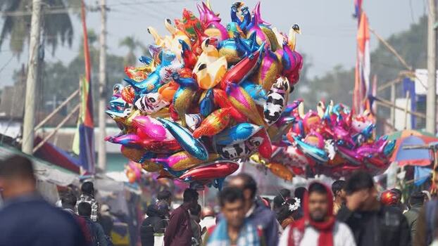 View of colorful balloons in a crowded market Bangladesh. View of colorful balloons in a crowded market Bangladesh.