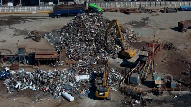 Aerial view of scrap metal yard in Long Beach United States.