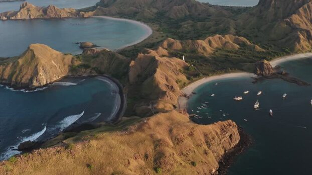 Aerial view of Padar Island Indonesia.