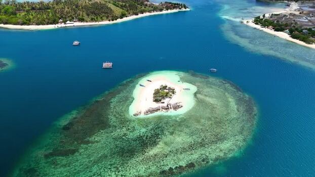 Aerial view of Gili Bedis island in Sekotong Indonesia. Aerial view of Gili Bedis island in Sekotong Indonesia.