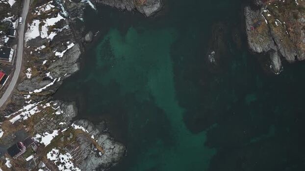 Aerial view of winding road near water Norway.