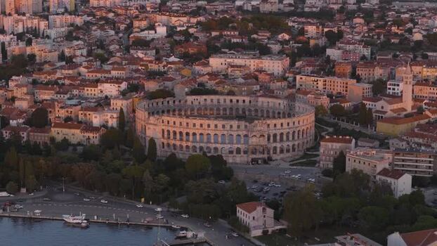 Aerial view of Pula Arena in Pula Croatia. Aerial view of Pula Arena in Pula Croatia.