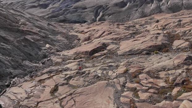 Aerial view of Aletsch Glacier in Fieschertal Switzerland.