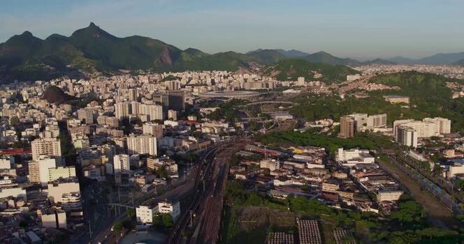 Aerial view of the urban landscape of Rio de Janeiro Brazil.