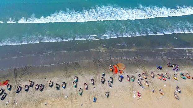 Aerial view of boats on the beach Bangladesh. Aerial view of boats on the beach Bangladesh.