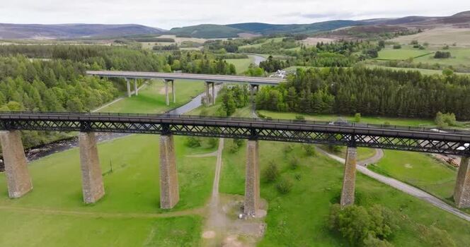 Aerial view of Findhorn Bridge viaduct in Scotland United Kingdom. Aerial view of Findhorn Bridge viaduct in Scotland United Kingdom.