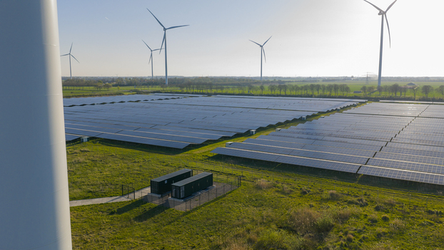 Aerial View of Battery Storage at Solar Park