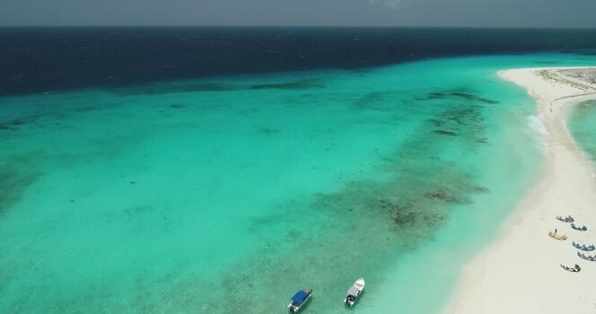 Aerial view of Los Roques archipelago in Venezuela.