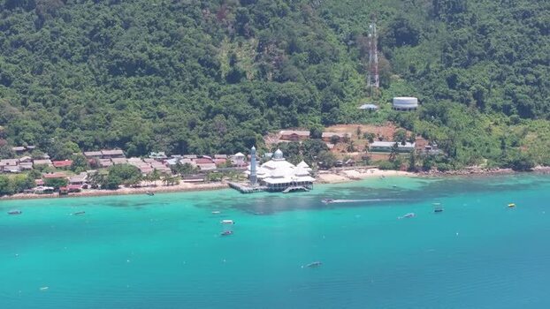 Aerial view of Perhentian Islands mosque in Terengganu Malaysia. Aerial view of Perhentian Islands mosque in Terengganu Malaysia.