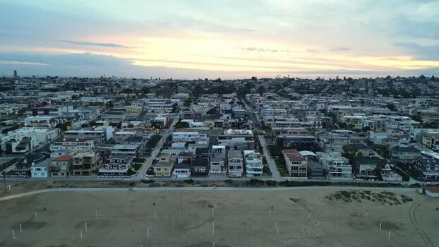 Aerial view of Los Angeles coastal residential area United States.